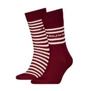 Tommy Hilfiger Strømper 2P Men Breton Crew Socks Mørkrød   Str 43/46 H...