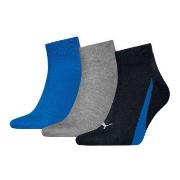 Puma Strømper 3P Lifestyle Quarter Socks Svart/Blå Str 35/38