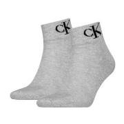 Calvin Klein Strømper 2P Monogram Quarter Socks Grå Str 39/42 Herre