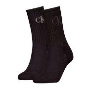 Calvin Klein Strømper 2P Glossy Rib Crew Socks Svart Str 35/38 Dame