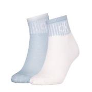 Calvin Klein Strømper 2P Glossy Rib Quarter Socks Hvit/Blå Str 39/42 D...