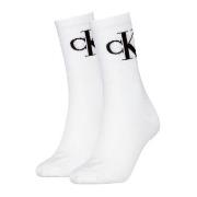 Calvin Klein Strømper 2P Women Monogram Crew Socks Hvit Str 39/42 Dame