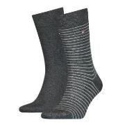 Tommy Hilfiger Strømper 2P Men Sock Stripe Mørkgrå  Str 47/49 Herre