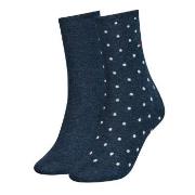 Tommy Hilfiger Strømper 2P Women Dot Sock Jeansblå Str 35/38 Dame
