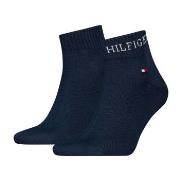 Tommy Hilfiger Strømper 2P Men Tab Quarter Socks Marine Str 43/46 Herr...