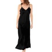 Damella Long Silk Nightdress Svart silke X-Large Dame