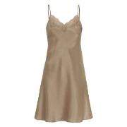 Damella Woven Silk Plain Lace Nightdress Nougat silke Large Dame