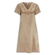 Damella Woven Silk Plain Nightdress Nougat silke X-Small Dame