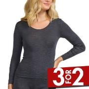 Damella Wool And Silk Long Sleeve Top Mørkgrå  ull 36 Dame