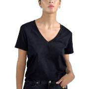 Bread and Boxers V-Neck Regular Tee Svart økologisk bomull Large Dame