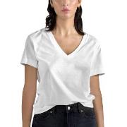 Bread and Boxers V-Neck Regular Tee Hvit økologisk bomull Small Dame