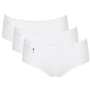 Sloggi Truser 3P Pearl Midi Hvit bomull 40 Dame