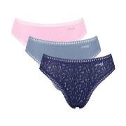 Sloggi Truser 3P GO Crush High Leg Briefs Rosa/Blå bomull X-Small Dame