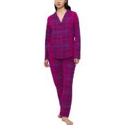 Triumph Boyfriend Long Sleeved Pyjama Set Rutet bomull 44 Dame
