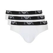 Armani Stretch Jersey Briefs With Logo 3P Hvit bomull Medium Herre