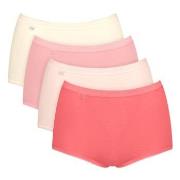 Sloggi Truser 4P Basic Plus Maxi Panty Rød/Rosa bomull 44 Dame