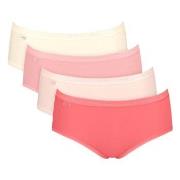 Sloggi Truser 4P Basic Plus Midi Color Rød/Rosa bomull 40 Dame