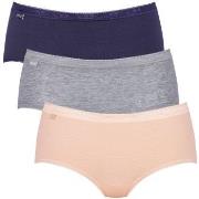 Sloggi Truser 3P Basic Plus Midi Colored Rød/Gul bomull 38 Dame