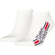 Tommy Hilfiger Strømper 2P Cotton Logo Stripe Sneaker Socks Hvit Str 3...