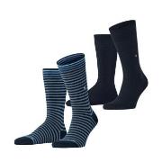 Burlington Strømper 2P Everyday Stripe Socks Svart/Blå Str 40/46 Herre