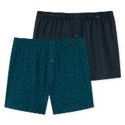 Schiesser 2P Leg Flattering Boxer Shorts Blå Mønster bomull Medium Her...