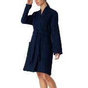 Schiesser Essentials Waffle Bathrobe Mørkblå bomull Large Dame