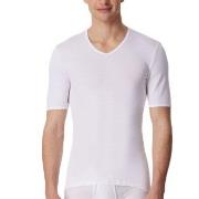 Schiesser Short Sleeve V-Neck Shirt Hvit bomull Large