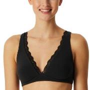 Schiesser BH Unique Cotton Soft Bra With Lace Svart bomull C 75 Dame