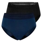Schiesser Truser 2P Care Retro Period Pants Svart/Blå bomull 48 Dame