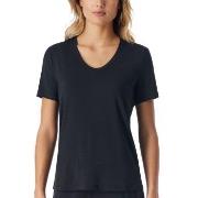 Schiesser Women Mix and Relax V-neck T-Shirt Svart modal 40 Dame