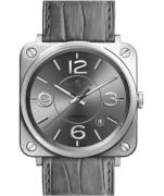 Bell & Ross Herreklokke BRS92-RU-ST-SCR BR S Quartz Grå/Lær