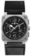 Bell & Ross Herreklokke BR0394-BL-SI-SCA BR 03-94 Sort/Lær