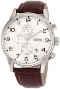 Hugo Boss Herreklokke 1512447 Aeroliner Sølvfarget/Lær Ø44 mm