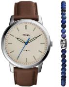 Fossil Herreklokke FS5966SET Minimalist Grå/Lær Ø44 mm