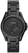 Fossil Dameklokke ES4519 Riley Sort/Stål Ø38 mm