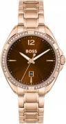 Hugo Boss Dameklokke 1502621 Felina Brun/Rose-gulltonet stål Ø30 mm