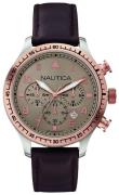 Nautica Herreklokke A17656G Chronograph Beige/Lær Ø44 mm