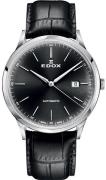 Edox Herreklokke 80106-3C-NIN Les Vauberts Sort/Lær Ø42 mm