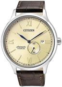 Citizen Herreklokke NJ0090-30P Titanium Champagnefarget/Lær Ø42 mm