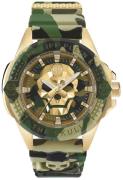 Philipp Plein Herreklokke PWAAA0921 The Skull Grønn/Gummi Ø44 mm