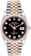 Rolex Dameklokke 126281RBR-0007 Datejust 36 Sort/18 karat rosé gull