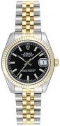 Rolex Dameklokke 178273-0019 Datejust Midsize Sort/18 karat gult gull