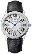 Cartier Herreklokke WSRN0022 Ronde Sølvfarget/Lær Ø42 mm