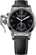 Graham Chronofighter Herreklokke 2CXAS.B02A Sort/Lær Ø42 mm