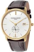 Frederique Constant Slimline Herreklokke FC-245V4S5 Sølvfarget/Lær