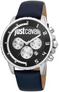 Just Cavalli Herreklokke JC1G063L0225 Sort/Lær Ø44 mm