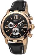 Ferrè Milano Herreklokke FM1G095L0051 Sort/Lær Ø44 mm