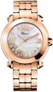 Chopard Dameklokke 277472-5002 Happy Sport Hvit/18 karat rosé gull