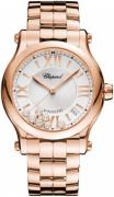 Chopard Dameklokke 274808-5002 Happy Sport Hvit/18 karat rosé gull