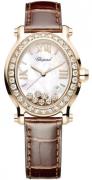 Chopard Dameklokke 275350-5003 Happy Sport Hvit/Lær Ø33.5 mm